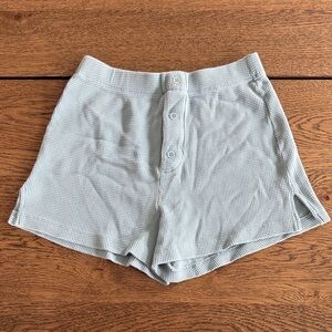 Reformation Light Blue Women's Waffle Knit Button-Front Lounge Shorts (S)